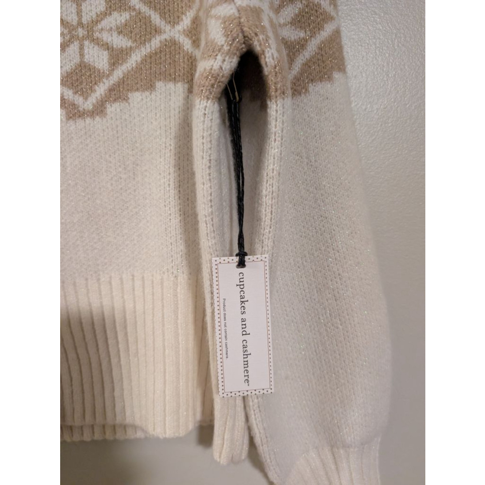 Women's Cupcakes and Cashmere Beige & White Snowflake Cardigan‎ M - Picture 6 of 6